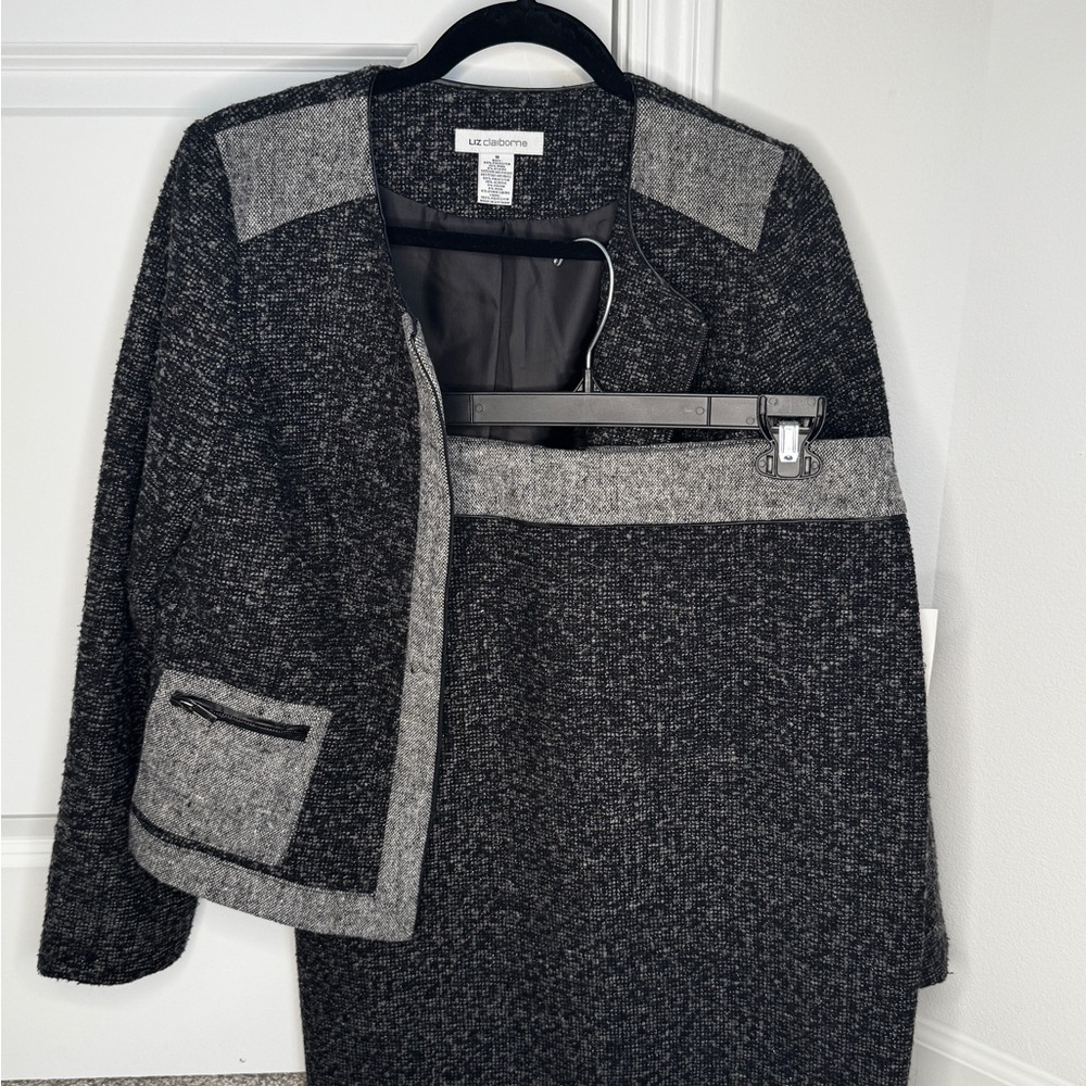 Liz Claiborne Women's Charcoal and Light Gray Blazer and skirt suit set